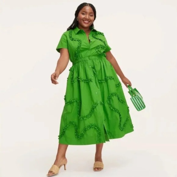 Kate Spade x Target Green Ribbon Short Sleeve Midi Shirtdress sz M - Picture 2 of 3